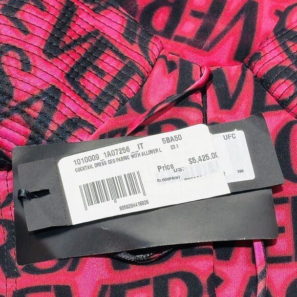 NWT$5,425 Versace Runway SS23 Plisse Dress All Over Logo Red Black IT 38/US 2 - Picture 11 of 16